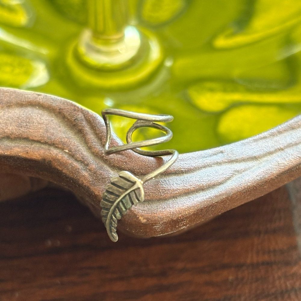 Sterling Silver Swirly Leaf Ear Cuff